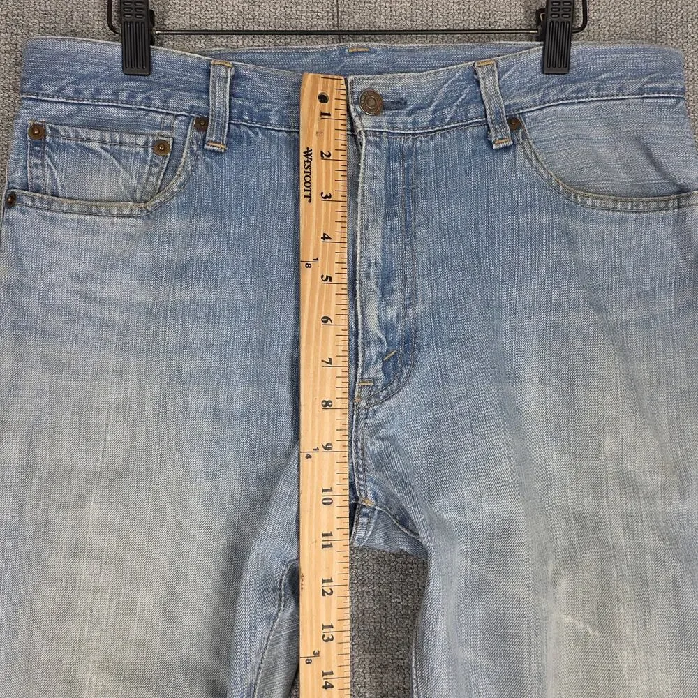 LEVI’S 505 RED LOOP – Y2K DISTRESSED STRAIGHT LEG LIGHT BLUE JEANS – MEN’S 33×33